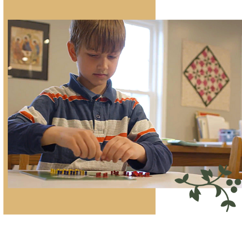 Child using Montessori Math materials